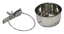 A type of food bowl which secures onto the inside of the chinchilla cage, preventing it from being knocked over or thown about. �